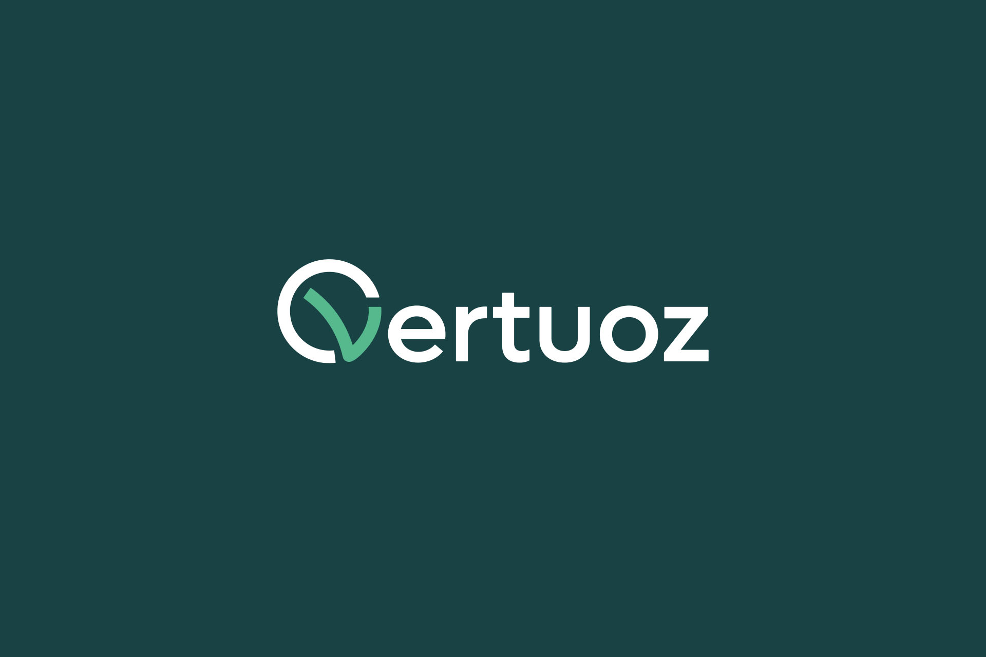 Logo Vertuoz sur fond vert foncé